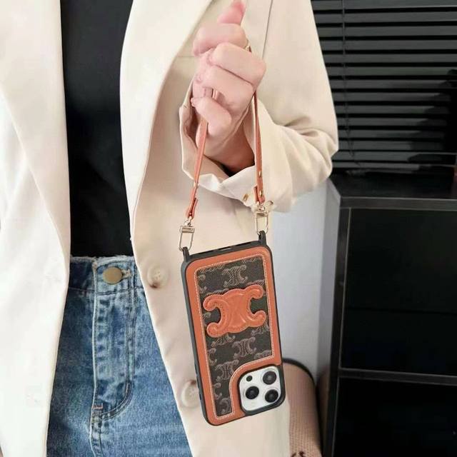 Celine Arc de Triomphe mobile phone case Arc de Triomphe wrist strap hand case M