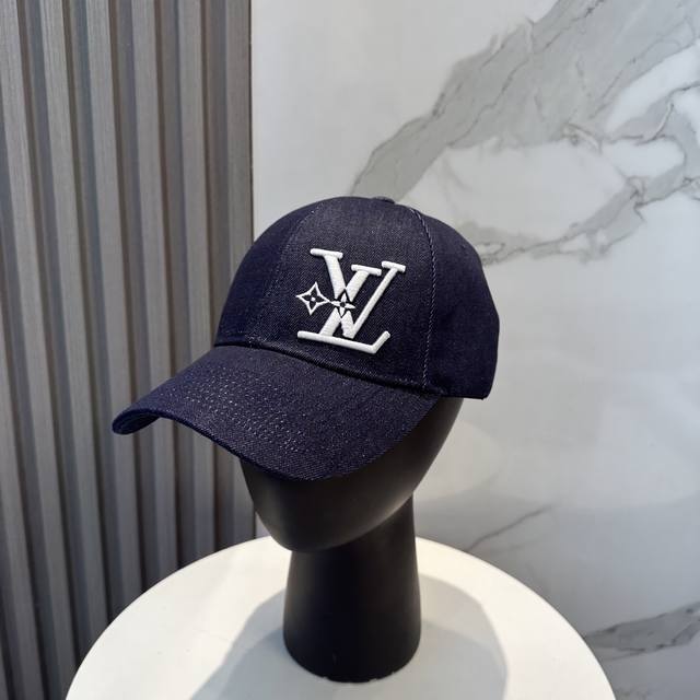 with dust bag Lv Louis Vuitton original baseball cap, washed denim, 1:1 mold cus