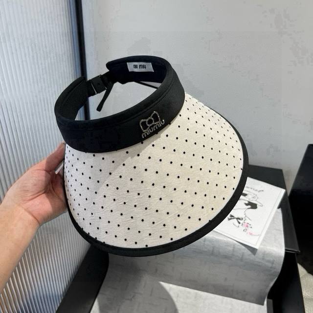 Miumiu new polka dot hollow top sun hat, sun visor headband