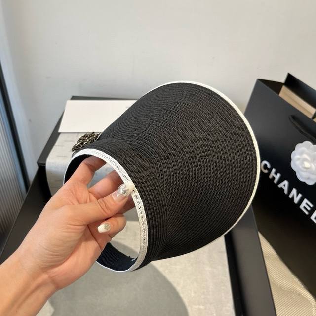 Chanel Camellia hollow top sun hat, sun headband