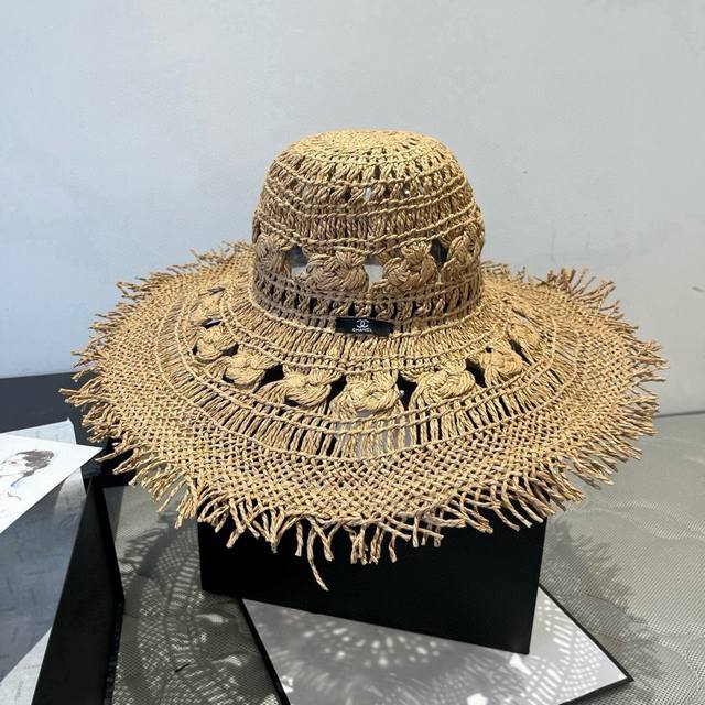 Chanel Bohemian style sun hat, beach sun hat, head circumference 57Cm