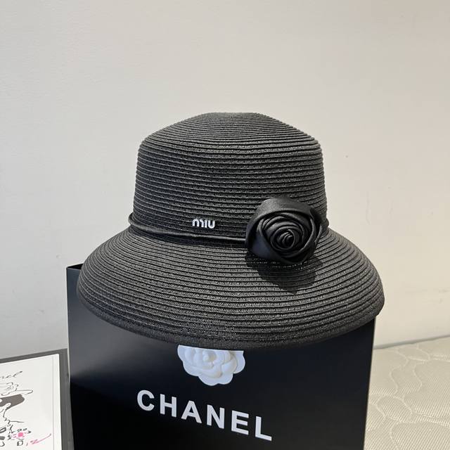 Miumiu Miu Miu 25 summer hat, Raffia straw hat, head circumference 57Cm