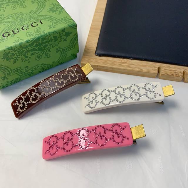 Gucci Gucci hairpin resin full diamond logo clip side clip bangs clip daily exqu