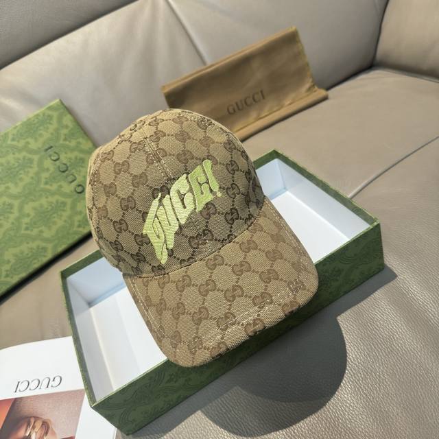 with box bag, Gucci new original baseball cap, artistic word embroidery, 1:1 mol