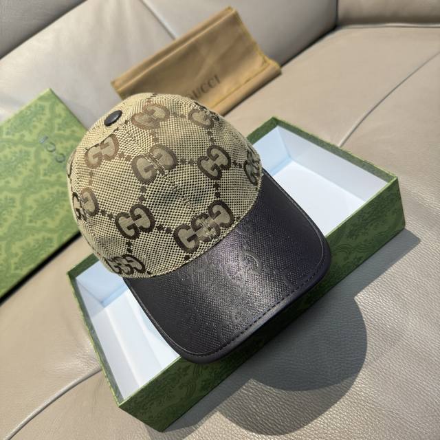 with box bag, Gucci new original baseball cap, canvas and leather, hot selling i