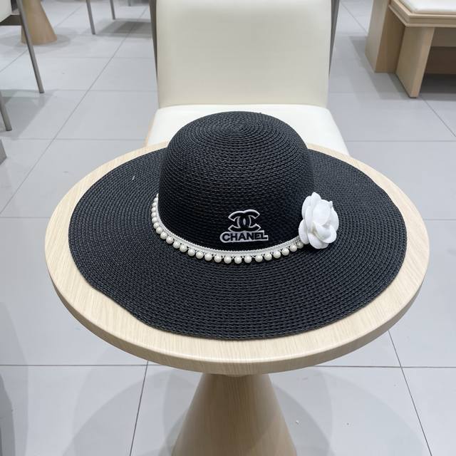 Chanel new women's sun visor French style large brim sun hat with face-revealing