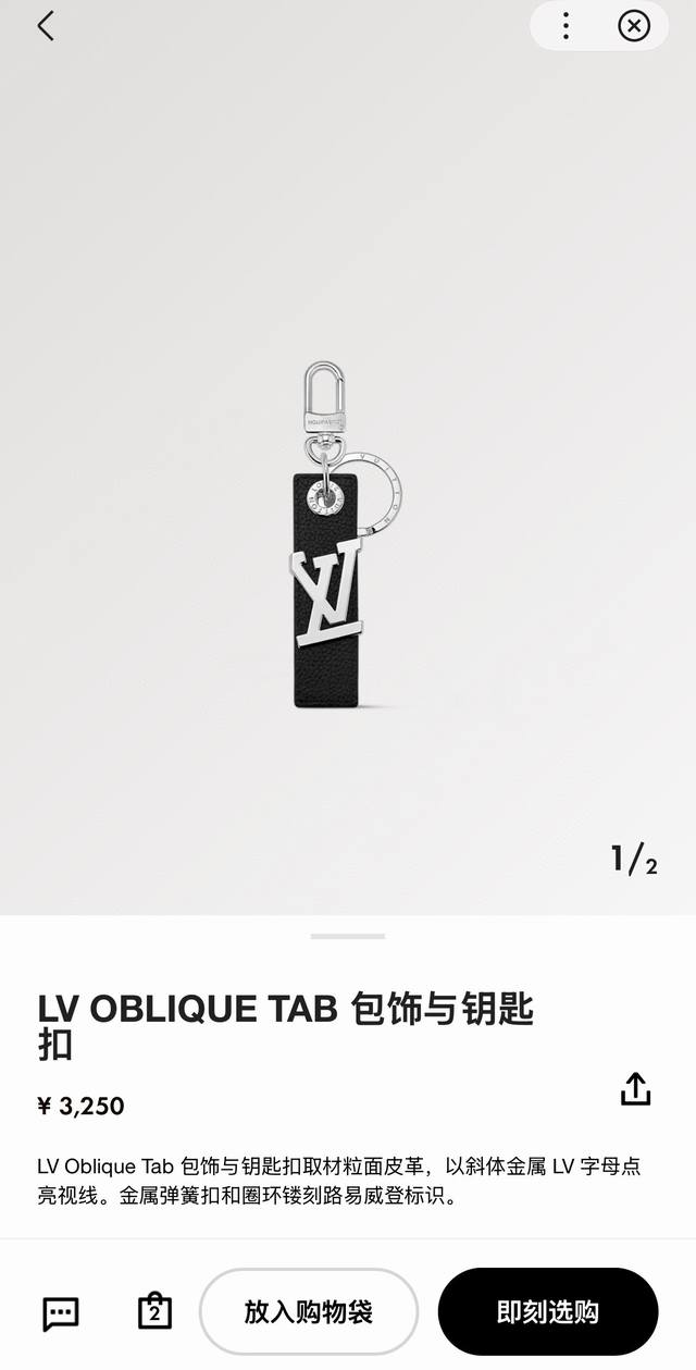 Lv keychain bag charm car key pendant Lv Oblique Tab bag charm and keychain Lv O