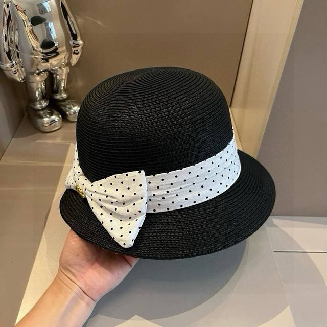 Chanel straw hat, ladylike round hat, high-end custom made, head circumference 5