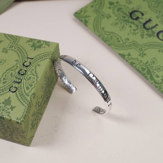 925 sterling silver Gucci letter polished bracelet, unisex Maison De I'Amour bra