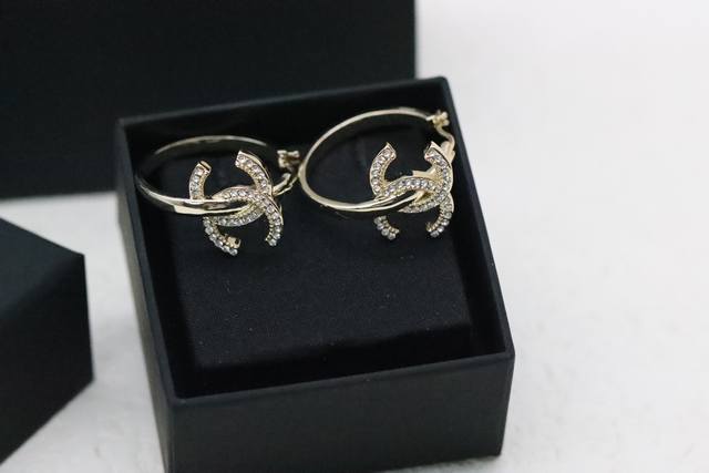 New Recommendation New Product Chanel Diamond Double C Hoop Earrings This pair o
