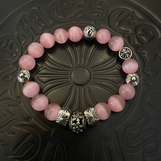 New counter quality Chrome Hearts classic retro multi-element pink cat's eye bra
