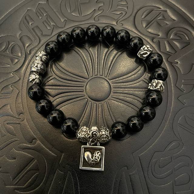 New counter quality Chrome Hearts classic retro multi-element obsidian bracelet,
