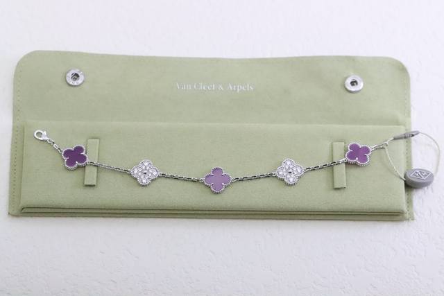 New product recommendation Vca Silver violet full diamond four-leaf clover five-