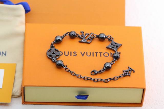 New arrivals Lv Pearls black Damier inscription adjustable bracelet It is so coo