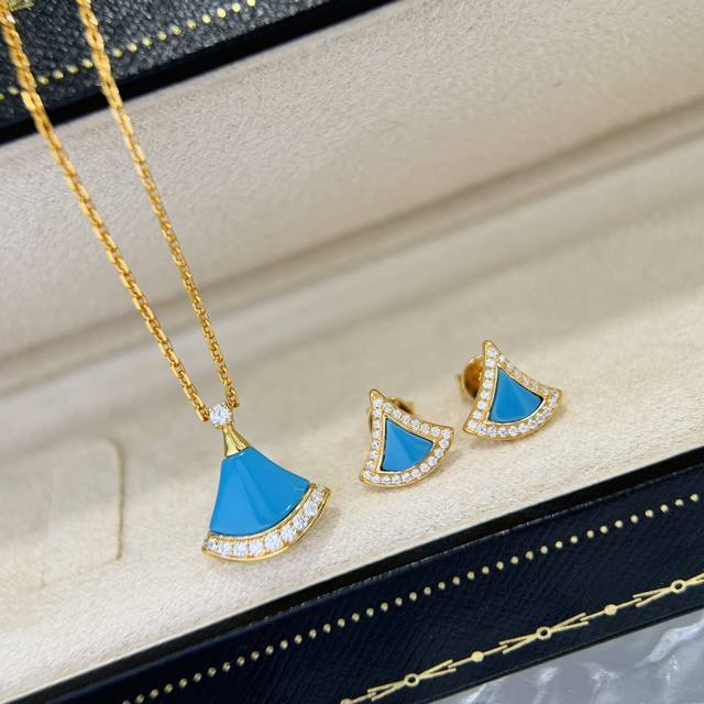 necklace earrings A4494 High-end custom Bv latest turquoise skirt series set. Th
