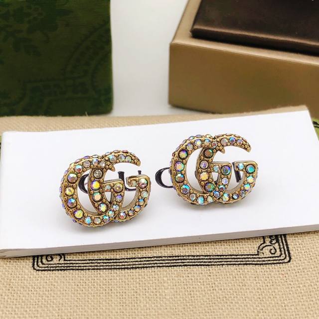 No. Ged0205 Gucc*Latest color diamond mini earrings consistent Zp brass material