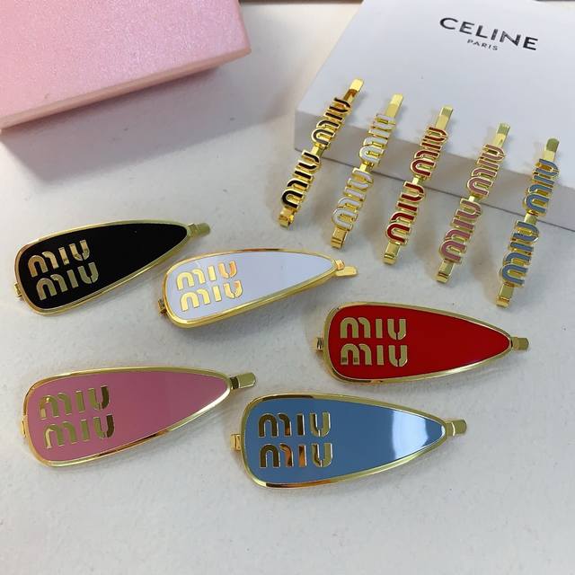 Miu Miu Miumiu hairpin enamel hairpin straight clip side clip bangs clip daily e