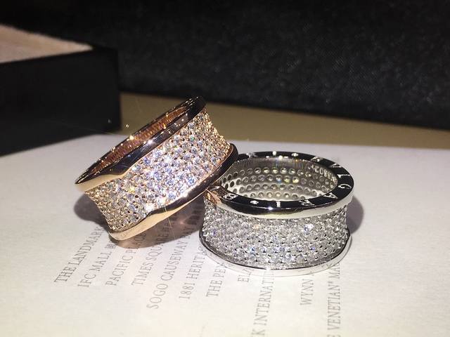 Bvlgar Bulgari small waist full diamond ring 18K gold ring imported sub-gold mat