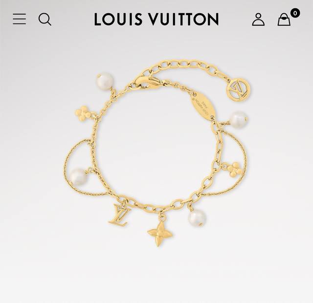 Necklace Bracelet Seiko Version New Lv Golden Flower Pearl Earrings Bracelet Nec