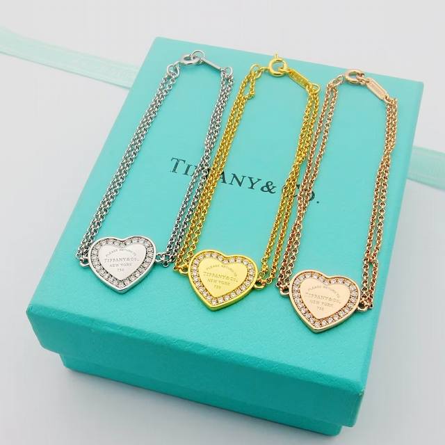 Tiffany bracelet new style heart brand diamond double layer bracelet classic all