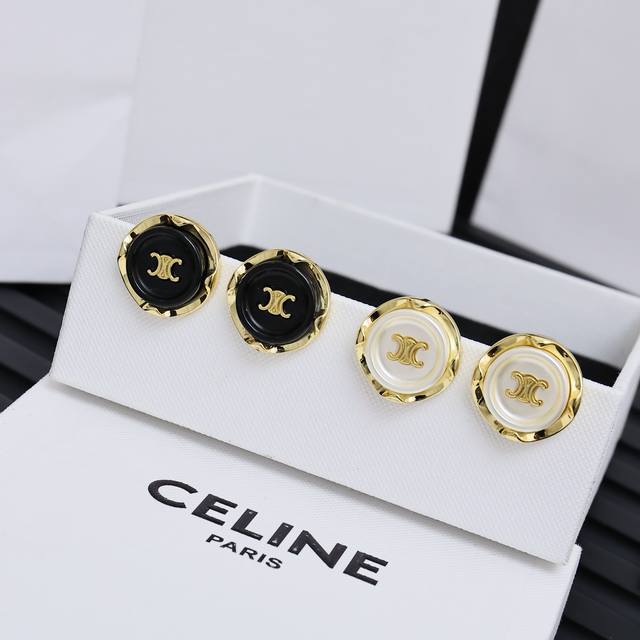 Celine Arc de Triomphe resin round earrings Preclous new product simple and fash