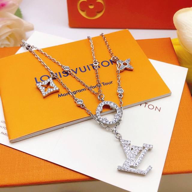 No. Lxl0063 Lv*Latest silver double necklace consistent Zp brass material