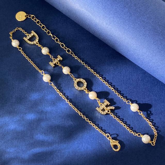 necklace Dior Korean fashion new product light luxury full diamond Dior letter i