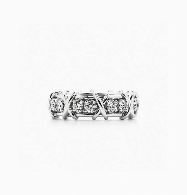 Classic super popular Tiffany ring Tiff Co diamond ring popular cross ring plati