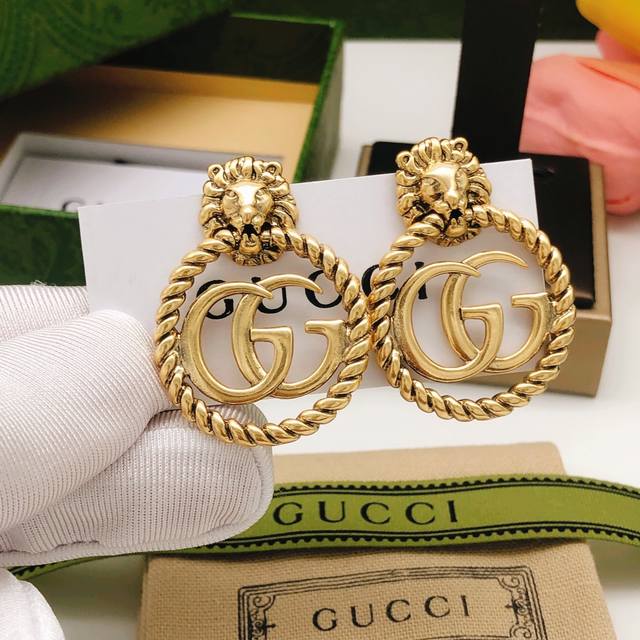 No. Ged0160 Gucci round double G earrings retro girls must-have