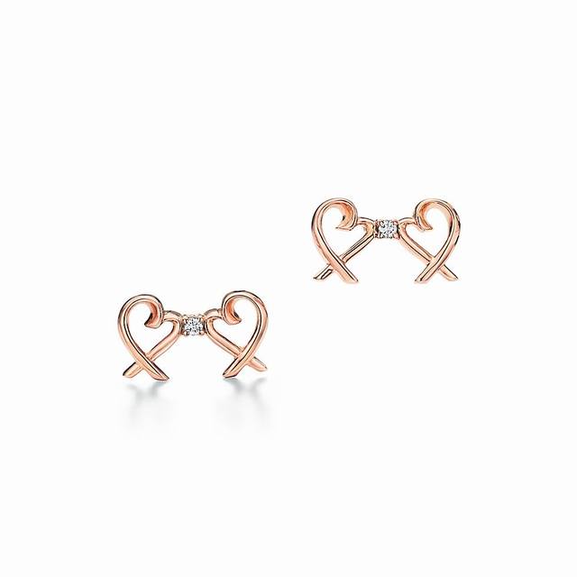 Tiffany double heart earrings Seiko version of sub-gold material electroplated g