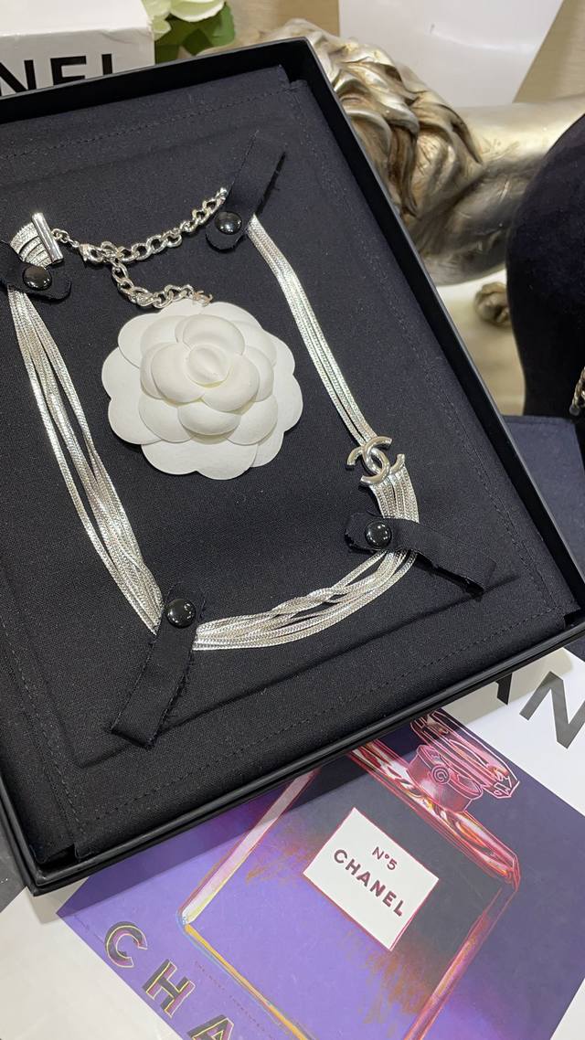 No. Xxl0278 Ch*Nel's latest silver multi-layered polished necklace is made of br