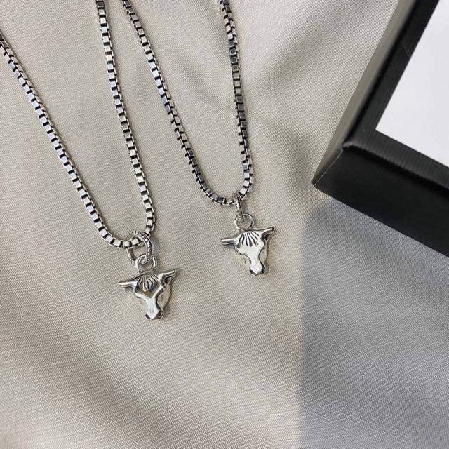 Gucci 925 sterling silver bull head necklace same as Wang Yibo's, very impressiv