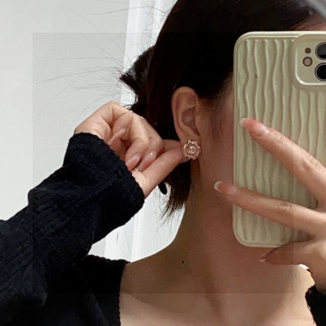 Chanel Double C crystal clear pink earrings. This is a very good-looking and ver
