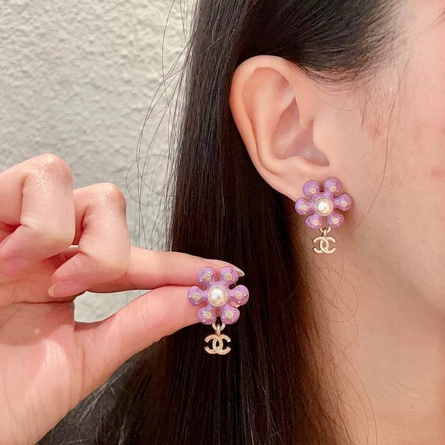 Chanel Camellia Double C Earrings