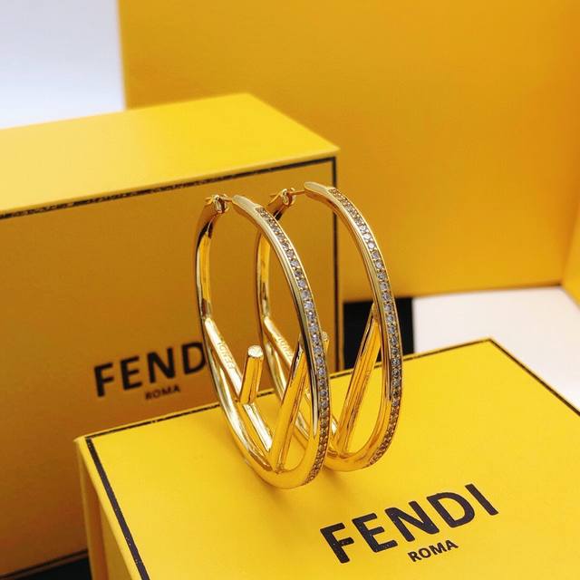 Fendi large round earrings with diamonds
