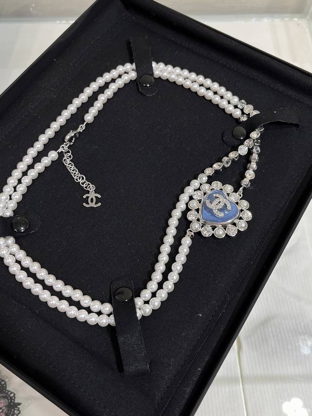 No. Xxl0863 Today's new sweater chain 25P new blue heart silver full diamond dou