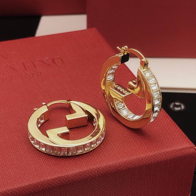 No. Ged0243 Gucc*Latest square diamond round ear hook consistent Zp brass materi