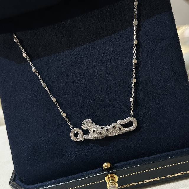 A0028 Sterling silver heavy version of the Kajia leopard full diamond necklace i