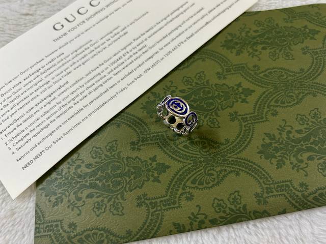Gucci Basket Enamel Double G Ring Size 12-24