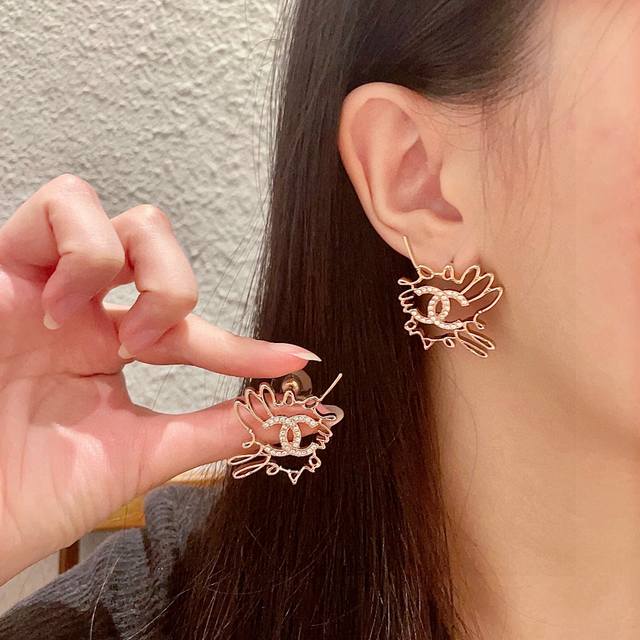 Chanel Double C Diamond Earrings