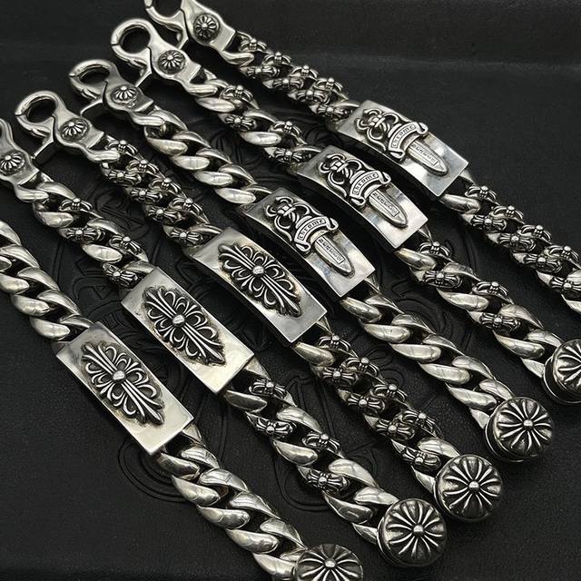 Ch trendy brand Croc Thai silver retro old sword lobster clasp bracelet long cro