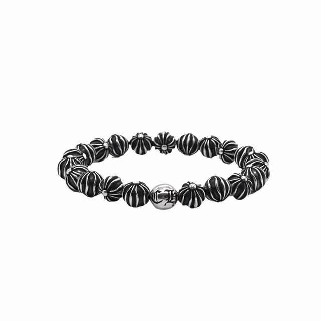 Kroko Heart Full Bead Cross Flower Bracelet Sterling silver material Retro old c