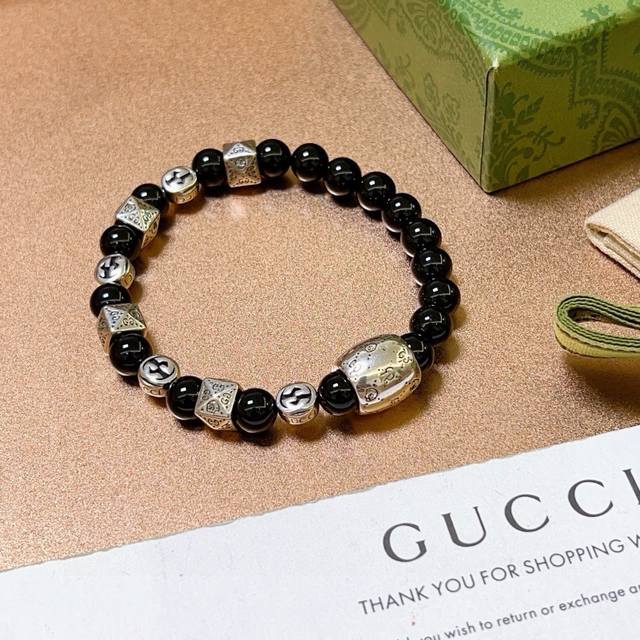 Gucci bracelets for men and women, latest natural black agate bracelets with hig