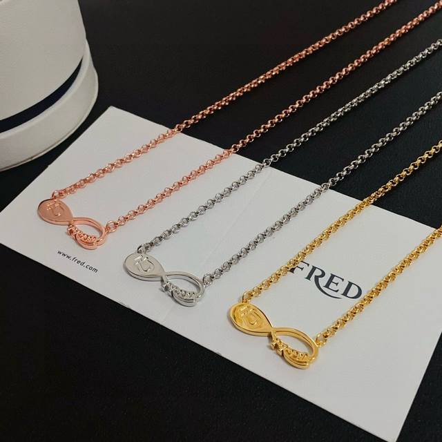 Fred 8-shaped buckle necklace, high-end custom made, counter material, thickened