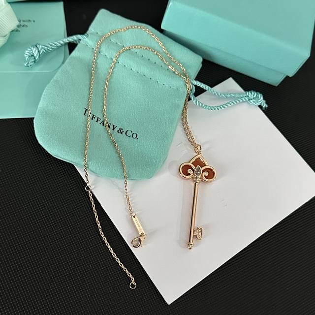 Tiffany Tiffany Limited Edition Keys Series Iris Red Agate Polished Key Necklace