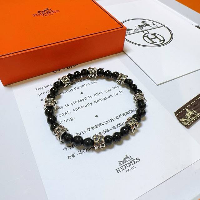 New product release Hermas bracelet Luxury Hermes bracelet Black agate bracelet