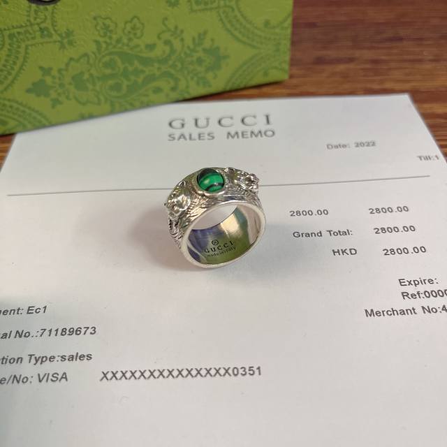 Wide version double tiger head ring for men and women malachite zodiac tiger ind