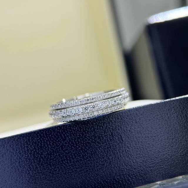 S0039 Cnc sterling silver version Piaget's popular three-row diamond rotating ri