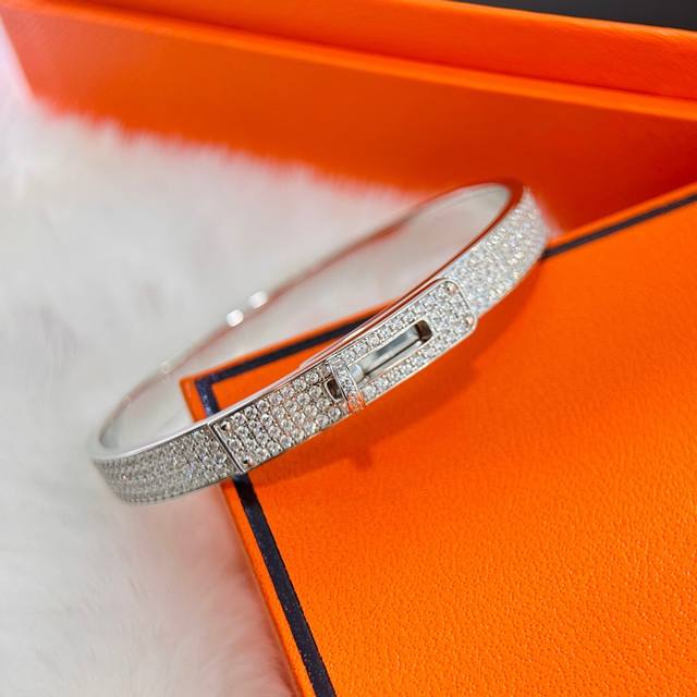 A4384 Sterling silver version of full diamond belt buckle bracelet 580 high carb