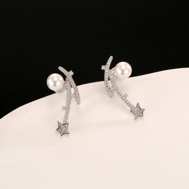 He Fang Hf new long star temperament earrings 1:1 specification beautiful 3 degr